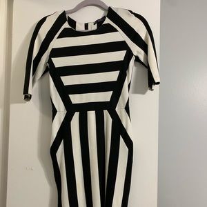 Black and White striped dress with quarter sleeves